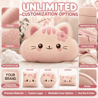Coussin en peluche personnalisé, Chat Nuage Cerise, Animal en peluche, Jouet doux, Mascotte, OEM ODM, Décoration d'intérieur, Cadeau, Fabricant, Vente en gros, Usine