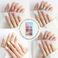 96 faux ongles elliptiques en gel ABS couleur unie, couverture complète, 4 couleurs, 24 pièces, 12 tailles, pré-conçus, minimalistes, réutilisables