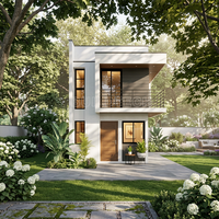 Maison modulaire en conteneur à faible coût de 40 m², 2 chambres, murs blancs purs, 2 étages, aux Philippines
