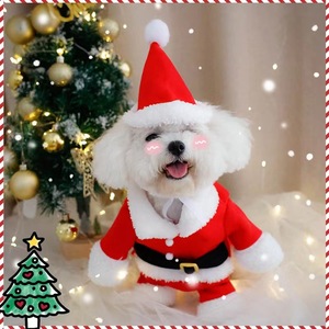 <b>Santa</b> Claus Costume For <b>Dogs</b> And Cats Winter Pet <b>Outfit</b> Red With White Trim Comfortable Christmas Clothing - Product Image 5