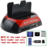 Estación de acoplamiento para disco duro USB 2,0 a 2,5 3,5 pulgadas SATA IDE ranuras duales carcasa externa HDD SSD con lector de tarjetas y Concentrador USB
