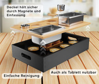 Console de table 2 en 1 Porte-gobelet Buddy Snack Tray Premium Bamboo Couch Bar Snack Box avec couvercle magnétique amovible