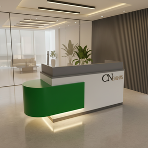 Moderno Bancone Cassa Personalizzato con Illuminazione LED |   Bancone Reception Curvo per Boutique e Gioielleria - Product Image 3