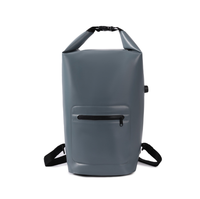 Sac à dos étanche en TPU avec fermeture à enroulement et poche zippée pour kayak, camping, randonnée, plage
