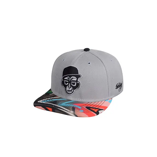 Moda de ala plana de baloncesto imagen gris personalizado SnapBack sombreros