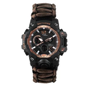 Bracelet de montre de survie en plein air Wilderness Survival avec boussole Flint Fire Starter Paracord - Product Image 4