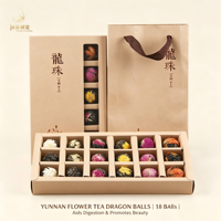Thé aux fleurs en fleurs fait main du Yunnan, boules de thé Dragon, 18 pièces, coffret cadeau de thé aux herbes naturelles pour la santé et la beauté des femmes