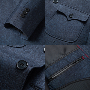 Traje Zhongshan de Alta Gama para Hombres de Negocios, para Adultos de Mediana Edad y Mayores, Primavera y Otoño, Spandex/Poliéster, Cierre de un Botón - Product Image 5