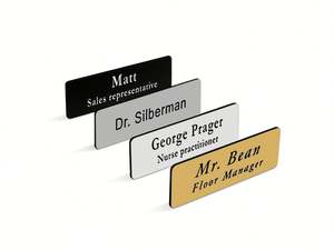 Blank Name Plated Tag Custom Logo Gold <b>Brushed</b> Metal Staff Work Number Sublimation Name Badge with Magnet Backing <b>Clothing</b> Pin - Product Image 2