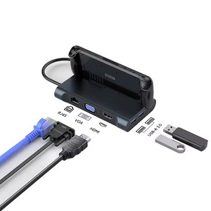 7 trong 1 <span class=keywords><strong>HDMI</strong></span> Docking Station với loại C PD 3.0 100W 4K 60Hz RJ45 1000M USB một máy tính để bàn thông minh <span class=keywords><strong>Adapter</strong></span> sạc <span class=keywords><strong>Ethernet</strong></span> để USB Hub - Product Image 1