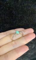 Bague en argent massif 925 certifié avec feuille de turquoise naturelle pour femme, ajustable, ouverte, cabochon, minimaliste, bohème, bijoux fins