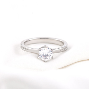 Diamond <b>Ring</b> Round Brilliant Cut <b>Titanium</b> Steel Engagement Jewelry Geometric Design XYR0072 - Product Image 2