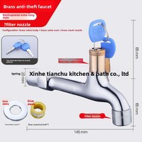 Robinet de balcon en acier inoxydable à ouverture rapide et verrouillable, avec noyau en céramique, pour eau froide uniquement, style minimaliste moderne, pour machine à laver et douche