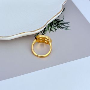 Joyería Fina, Anillo de Oro de 18K y Latón para Mujer y Hombre, Geométrico, Hexagonal, con Letras Huecas Incrustadas, Pedrería, Regalo Tradicional - Product Image 5