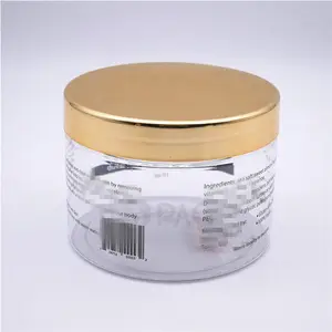 PET Gold Lid Luxury Body Salt Scrub Jar Container 300ml 10oz Packaging