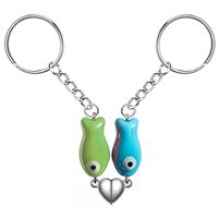 Porte-clés Pendentif en Alliage, Motif Cœur d'Amour et Petit Poisson, Aimant pour Couple, Cadeau Saint-Valentin, Idéal pour l'Export