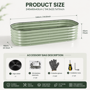 Kit de jardinière surélevée modulaire en métal ondulé, jardinière arrondie pour jardins extérieurs, en acier galvanisé thermolaqué - Product Image 4