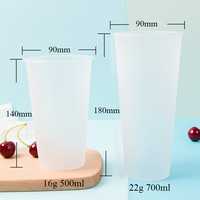 Gobelet en plastique givré jetable de 700 ml/24 oz avec couvercle, personnalisé avec logo, qualité alimentaire, vente en gros