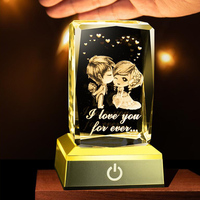Cube en verre de cristal vintage gravé au laser 3D, fleur de lys, base lumineuse durable à faire soi-même pour la décoration de la maison, fête des mères, anniversaire