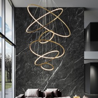 LED Aluminium + Silicone Grandes Lampes Suspendues Creative Villa Living Room Lamp Hotel Lobby Escalier Intérieur Luxe Lustre Moderne