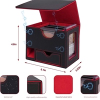 Boîte de rangement en cuir PU personnalisée pour jeux de société et cartes à collectionner, avec tiroir et plateau à dés, présentoir à fenêtre pour TCG Commander Pokemon Yu-Gi-Oh