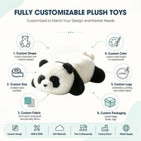 Boneka Panda Lucu, Mainan Hewan Bulu Halus, Boneka Lembut Berbaring untuk Hadiah Anak, Grosir, Dekorasi Rumah Custom