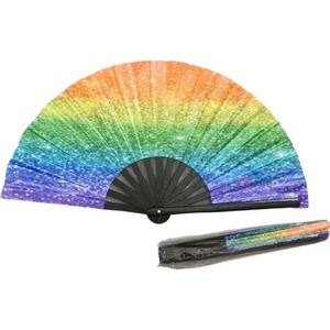 พัดพลาสติกพับได้ขนาด 13 นิ้ว พิมพ์ลายตามสั่ง ราคาถูก สำหรับงานเทศกาลและปาร์ตี้เกย์ไพรด์ LGBT - Product Image 1