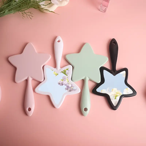 Espejo de maquillaje de mano con forma de estrella de moda portátil profesional logotipo personalizado espejo cosmético de plástico - Product Image 2