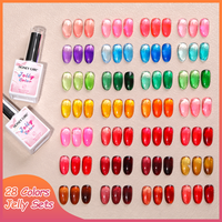 HONEY GIRL OEM Pigment Glelly Jelly Gel Polish 28 Couleurs Ensemble Vegan Neon Pure clear Jelly Colors Gel Nail Polish Salon Art Soak