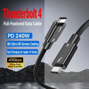 Cable de Datos <span class=keywords><strong>USB</strong></span> <span class=keywords><strong>C</strong></span> Thunderbolt 4 con Todas las Funciones, 40 Gbps, PD 240 W, 8K Ultra HD, Cable Trenzado para Laptop, OEM, ODM - Product Image 2