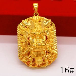 Ciondolo da uomo Hip Hop in giada drago Buddha <span class=keywords><strong>Phoenix</strong></span> 24K placcato oro bello e bello ciondolo accessori potenti - Product Image 3