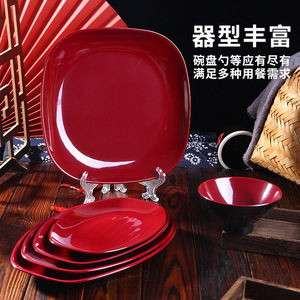 Melamine Round Buffet Plate Deep Shallow Thickened Shatter Resistant Imitation Porcelain Tableware Hotel Use - Product Image 3