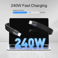 Cable USB 4 de 8K/60Hz, Portátil, Tipo Llavero, Corto, USB C a Tipo C, PD 240W, 40Gbps, para Thunderbolt 3/4, iPhone 16, 15, SSD, Banco de Energía