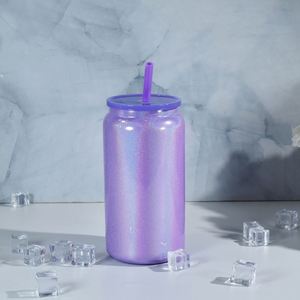 Gobelet isotherme portable en acier inoxydable de 16 oz avec peinture arc-en-ciel par sublimation, tasse à paille anti-fuite, mug de voyage scellé - Product Image 2