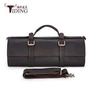 Tiding Genuine Leather Knife Roll 7pcs Capacity Dark Brown Chef's <b>Tool</b> <b>Storage</b> Bag Outdoor Camping Use - Product Image 2