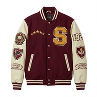 Veste universitaire vintage pour homme en laine avec manches en cuir, style bomber, veste de baseball d'hiver, veste de collège universitaire