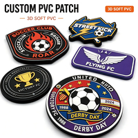 Patch de football personnalisé en PVC souple, logo d'équipe de football, patch rond en caoutchouc, logo noir et blanc