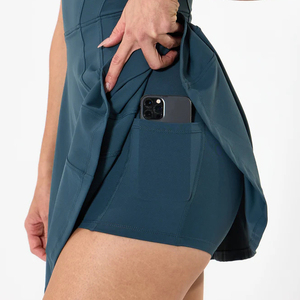 Robe <span class=keywords><strong>de</strong></span> <span class=keywords><strong>tennis</strong></span> unie avec logo personnalisé jupe <span class=keywords><strong>de</strong></span> sport coupe ajustée avec <span class=keywords><strong>short</strong></span> à séchage rapide jupe <span class=keywords><strong>de</strong></span> <span class=keywords><strong>tennis</strong></span> bleue sexy robe <span class=keywords><strong>de</strong></span> golf pour femmes - Product Image 2