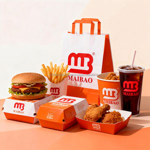 Boîte à frites en papier recyclé avec logo personnalisé, emballage pour fast-food, hamburgers, poulet à emporter - Product Image 1