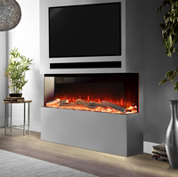 Insert de Cheminée Électrique à Vue Panoramique 3 Côtés, Chauffage 1500W, Réglable, Moderne, en Métal, Intégré, Décoratif, pour Maison et Hôtel