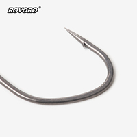 ROVORO Tackle 9076 #   Hameçon de pêche à la ligne en acier à haute teneur en carbone forgé à plat, à 90 degrés, type Aberdeen Bass, avec revêtement PTFE pour têtes de jig