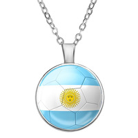 Collier en alliage à motif drapeau national avec pendentif en cristal - Accessoire pour supporters Argentine Brésil États-Unis Mexique Canada - Chaîne en bambou