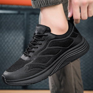 Chaussures de course en mesh pour hommes, noires, respirantes, semelle extérieure en caoutchouc, semelle intermédiaire en EVA, été, fitness, cross-training - Product Image 3