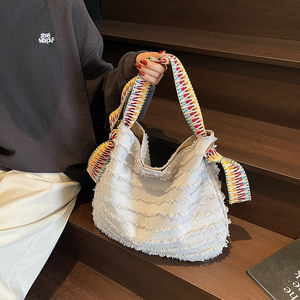 Bolsos Tote Elegantes de Gran Capacidad, Nueva Moda 2025, Inspiración Étnica, Estilo Nacional, Tela Versátil, Portátiles, con Botones, para Invierno - Product Image 1