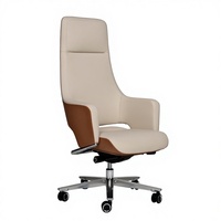 Chaise de bureau de direction moderne de luxe, cuir PU véritable de haute qualité, dossier haut, pivotante, ergonomique, réglable en hauteur, pour le bureau à domicile
