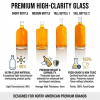 Venta al por Mayor de Fábrica: Botella de Vidrio Redonda Oslo de 500ml, 750ml y 1L de Gran Capacidad, Color Personalizado para Envasado de Whisky, Brandy y Licores Premium