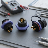 Cable de Alimentación con Conector M20 de 2 Polos, Montaje en Panel Frontal de Cobre, Enchufe Macho y Hembra Roscado, IP67 Impermeable