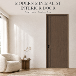 Puerta de Melamina con Acabado Negro Mate, Ranura Completa y Detalles en Negro Mate, Estilo Minimalista para Dormitorio - Product Image 1