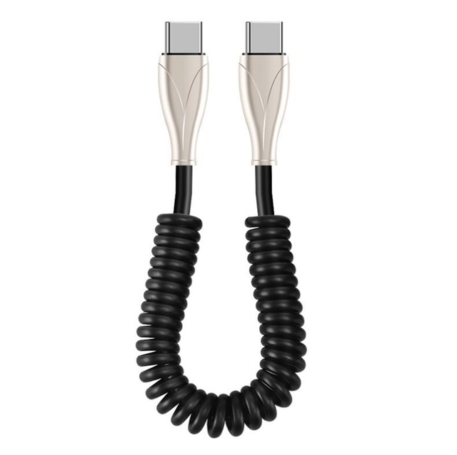 1.6m 100w 66w Fast Charging Spring Curly TPE USB Type c Fast Cable Spring Data Usb Charging Charger Cord Wire Power Cable