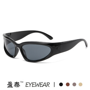 Lunettes de soleil Y2K pour femmes, monture argentée en PC, protection UV400, classe 2, lunettes de soleil de cyclisme, style punk, lunettes tendance - Product Image 2